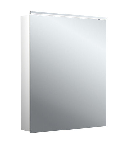 Emco flat 2 Classic LED illuminated mirror cabinet with top light, 1 door hinges changeable, 600x711...