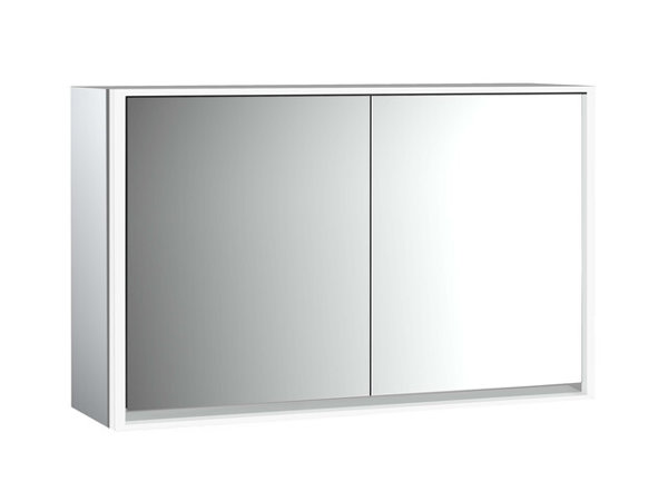 Emco loft illuminated mirror cabinet, 1300 mm, 2 doors, with mirrored side walls, surface mount mode...