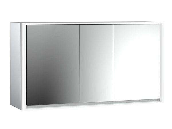 Emco loft illuminated mirror cabinet, 1600 mm, 3 doors, with mirrored side walls, surface mount model, 979805122