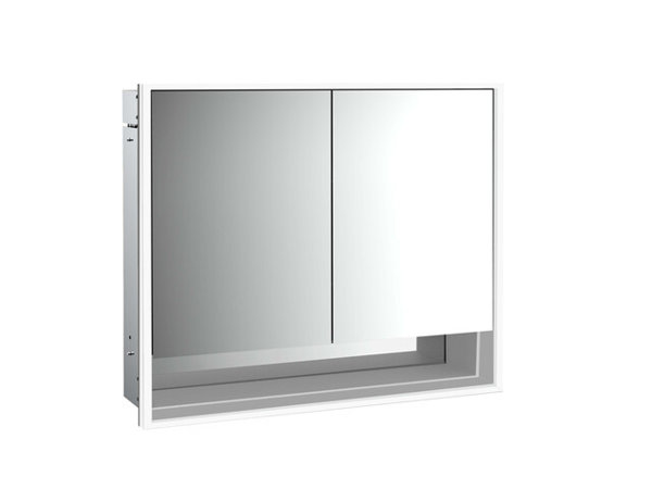 Emco loft illuminated mirror cabinet with bottom shelf 800mm, 2 doors, flush-mounted model, 9798052