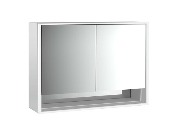 Emco loft illuminated mirror cabinet with bottom shelf 1000 mm, 2 doors, with mirrored side walls, s...