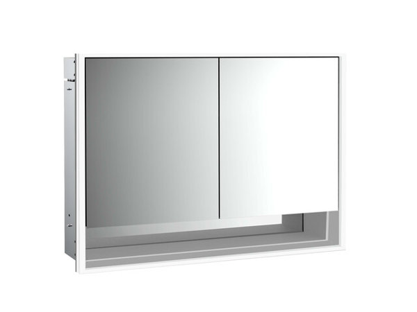 Emco loft illuminated mirror cabinet with bottom shelf 1000mm, 2 doors, flush-mounted model, 9798052