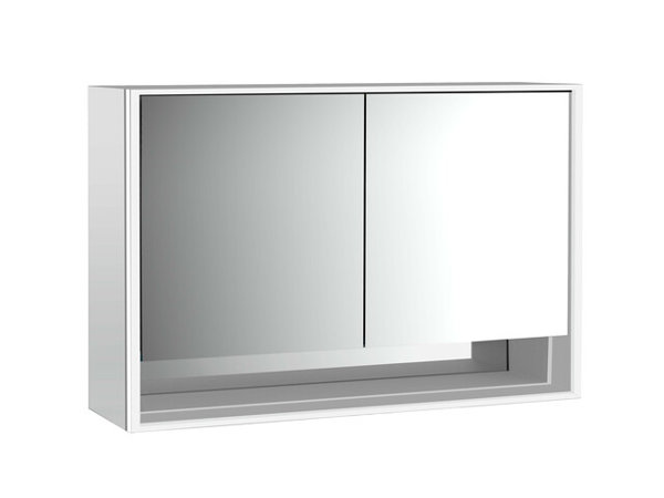 Emco loft illuminated mirror cabinet with bottom shelf 1200mm, 2 doors, with mirrored side walls, surface mounted model, 979805218