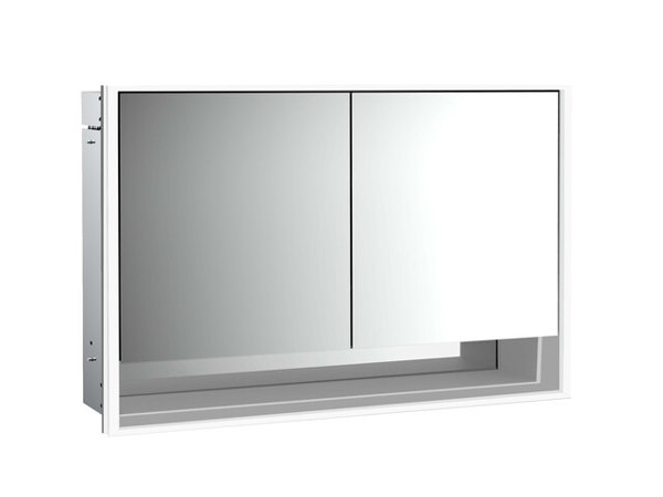 Emco loft illuminated mirror cabinet with bottom shelf 1200mm, 2 doors, flush-mounted model, 979805219