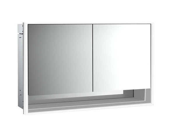 Emco loft illuminated mirror cabinet with bottom shelf 1300mm, 2 doors, flush-mounted model, 979805221