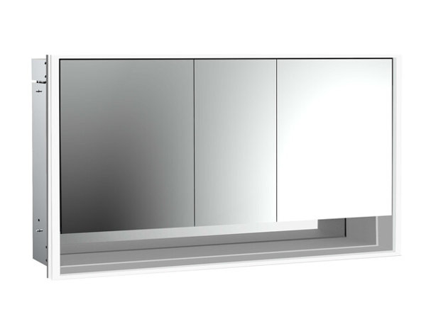 Emco loft illuminated mirror cabinet with bottom shelf 1600mm, 3 doors, flush-mounted model, 979805223