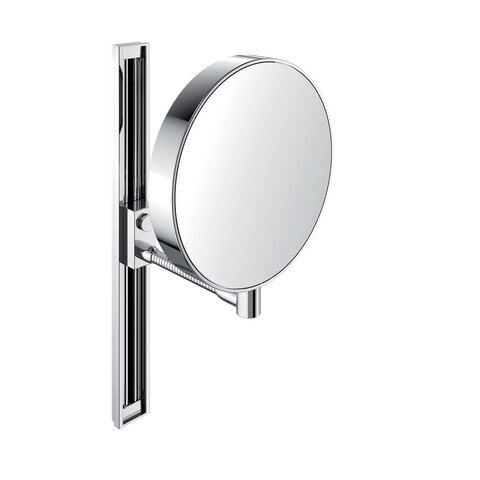 Emco shaving and cosmetic mirror, mirrored on both sides, magnification 3x and 7x, round, flex arm, slide rail, non-illuminated