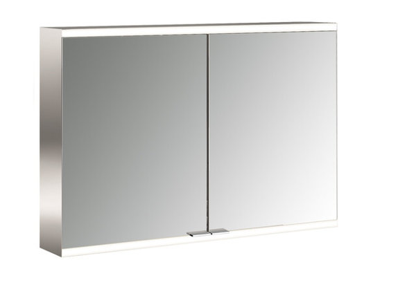 Emco prime Facelift illuminated mirror cabinet, 600 mm, 2 doors, with mirrored side walls, surface m...