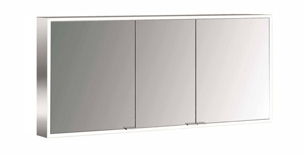 Emco prime Facelift illuminated mirror cabinet, 1400 mm, 3 doors, with mirrored side walls, surface ...