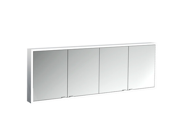 Emco prime Facelift illuminated mirror cabinet, 2000 mm, 4 doors, with mirrored side walls, surface mount model, 9497