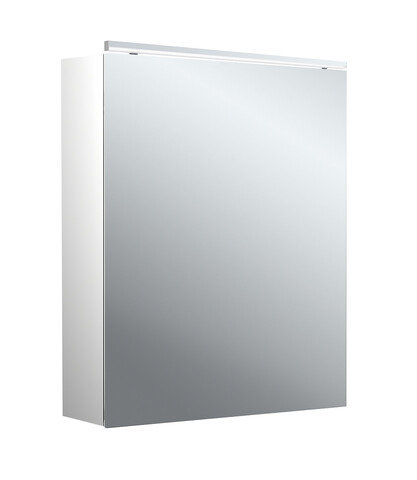 Emco pure 2 Classic LED illuminated mirror cabinet with top light, 1 door hinges changeable, 600x711...