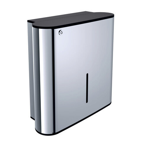 Emco system2 paper towel dispenser, lockable, for 500 tissues, chrome, 354900100