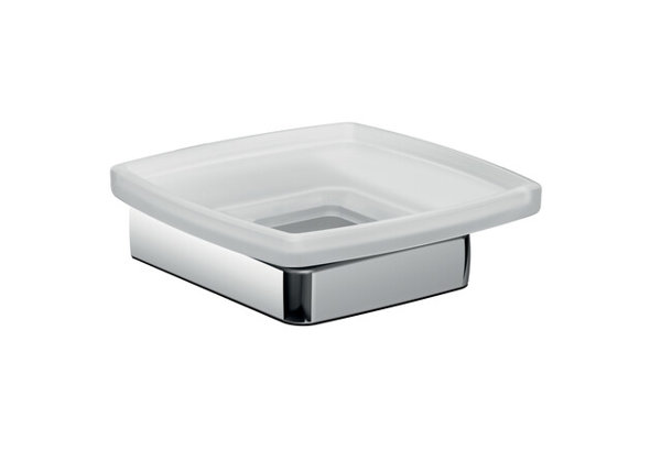 Emco trend soap dish, wall model, crystal glass satin, chrome