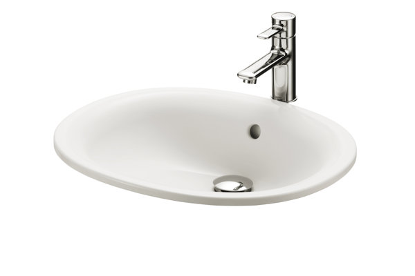 TOTO built-in washbasin, round, without tap hole, with overflow, 530x450mm, Cefiontect, LW762Y