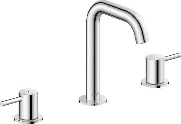 Duravit Circle 3-hole basin mixer, 140 mm projection, with drain set, chrome, CE1060005010