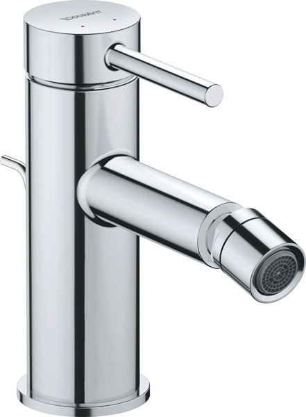 Duravit Circle single lever bidet mixer, projection 128 mm, with drain set, chrome, CE2400001010