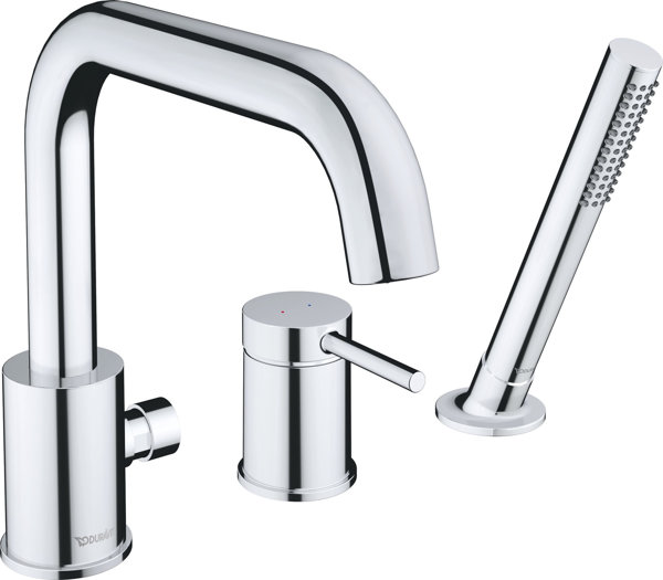 Duravit Circle 3-hole bath mixer, 215 mm projection, bath rim mounting, chrome, CE5260000010