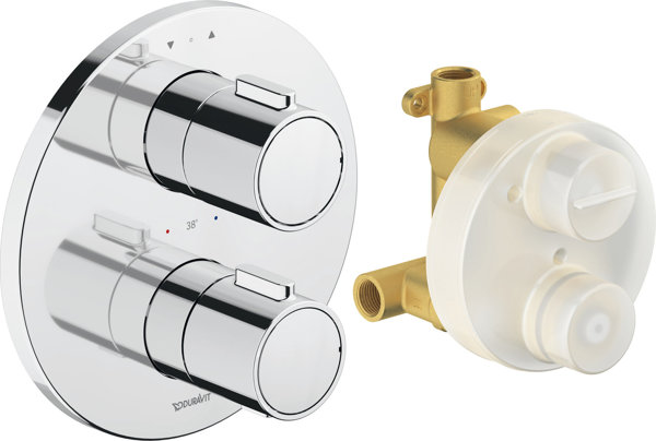 Duravit thermostatic mixer, thermostatic concealed set, consumer 2, round, high-gloss chrome, TH4200...