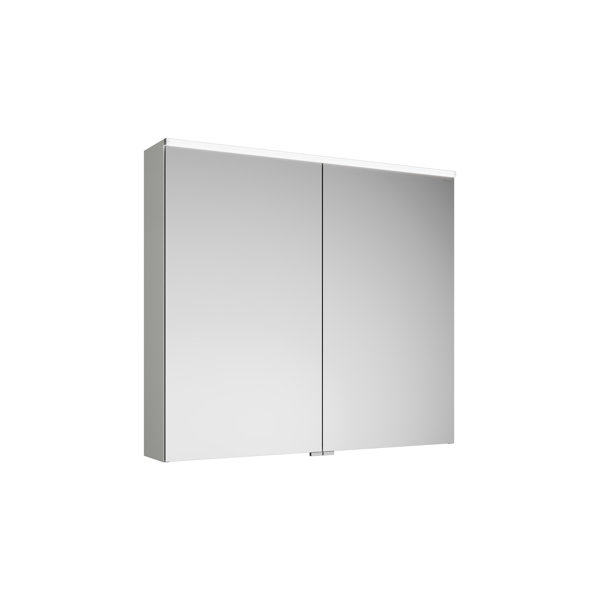 Burgbad Eqio mirror cabinet with horizontal LED lighting and washbasin lighting, 2 doors, 900x800mm,...