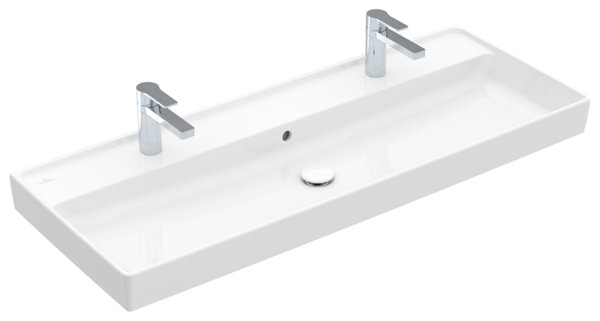 Villeroy & Boch Collaro Schrankwaschtisch, 1200 x 470 mm, 2 Hahnlöcher, mit Überlauf, ungeschliffe...