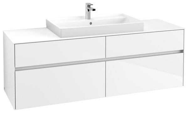 Villeroy & Boch Collaro washbasin cabinet with lighting, 1600x548x500 mm, 4 drawers, for washbasin in the middle, C028L0