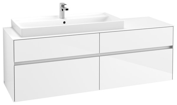 Villeroy & Boch Collaro washbasin cabinet with lighting, 1600x548x500 mm, 4 drawers , for washbasin left, C029L0