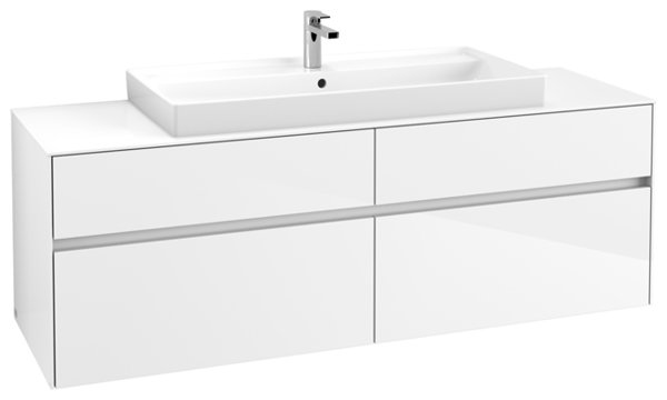 Villeroy & Boch Collaro washbasin cabinet with lighting, 1600x548x500 mm, 4 drawers, for washbasin in the middle, C031L0