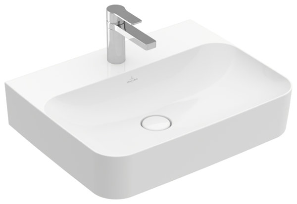 Villeroy und Boch Wash basin Finion 41686C 600x470mm, concealed overflow, 1 tap hole, underside sanded