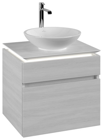 Villeroy & Boch Legato Vanity unit B568, 600x550x500mm, Wash basin centre, LED lighting