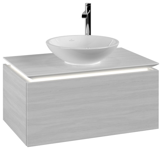 Villeroy & Boch Legato Vanity unit B569, 800x380x500mm, washbasin centric, LED- illumination