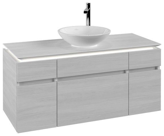 Villeroy & Boch Legato Vanity unit B578, 1200x550x500mm,Wash basin centric, LED- illumination