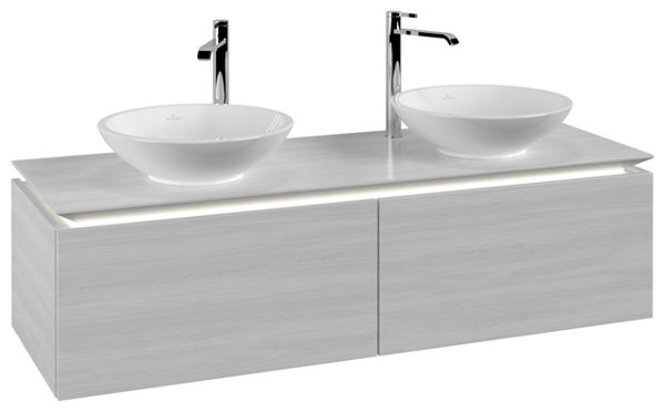 Villeroy & Boch Legato Vanity unit B591 1400x380x500mm, 2 washbasins, LED lighting