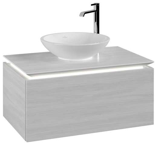 Villeroy & Boch Legato Vanity unit B601, 800x380x500mm, washbasin centric, LED- illumination