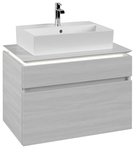 Villeroy & Boch Legato Vanity unit B602, 800x550x500mm, Wash basin centre, LED lighting