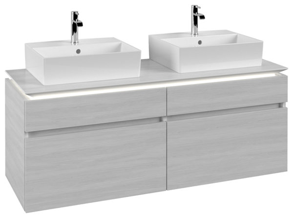 Villeroy & Boch Legato Vanity unit B669, 1400x550x500mm, 2 washbasins, LED lighting