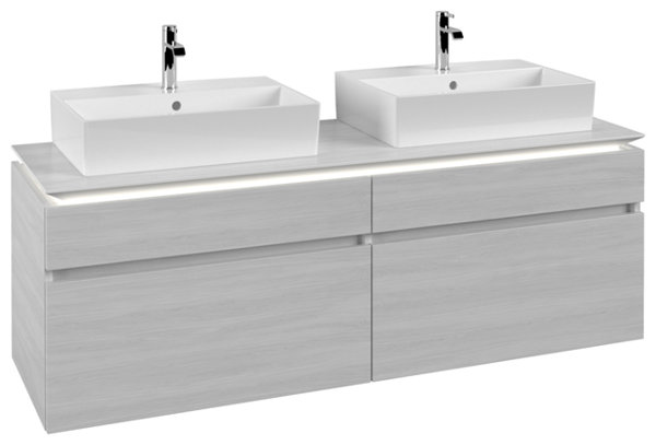 Villeroy & Boch Legato Vanity unit B677 1600x550x500mm, 2 washbasins, LED lighting