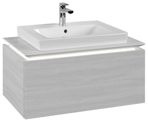 Villeroy & Boch Legato Vanity unit B678, 800x380x500mm, washbasin centric, LED- illumination