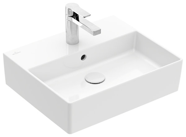 Villeroy & Boch Memento 2.0 wall-mounted washbasin, 500 x 420 mm, 1 tap hole, with overflow, pol...