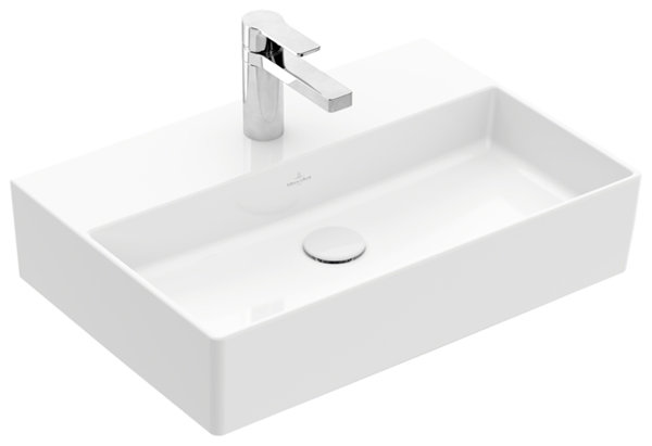 Villeroy & Boch Memento 2.0 wall-mounted washbasin, 600 x 420 mm, 1 tap hole, without overflow, ...