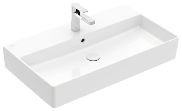 Villeroy & Boch Memento 2.0 wall-mounted washbasin, 800 x 470 mm, 1 tap hole, with overflow, pol...