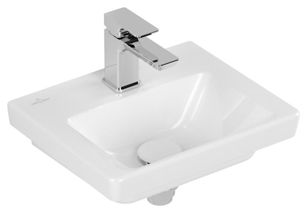 Villeroy & Boch Subway 3.0 hand-rinse basin, 370 x 305 mm, 1 tap hole, without overflow, unground, 437038