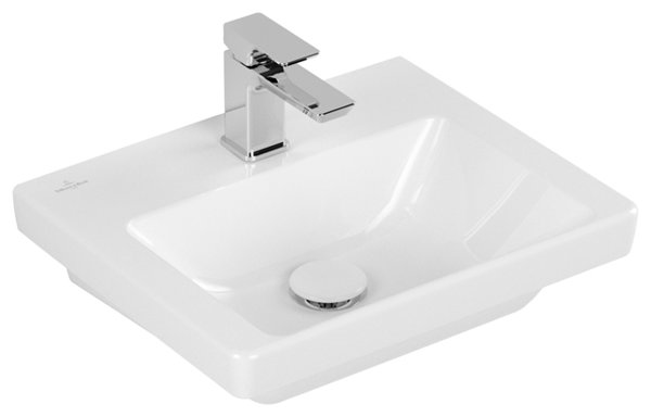 Villeroy & Boch Subway 3.0 hand-rinse basin, 450 x 370 mm, 1 tap hole, without overflow, unground, 4370FL