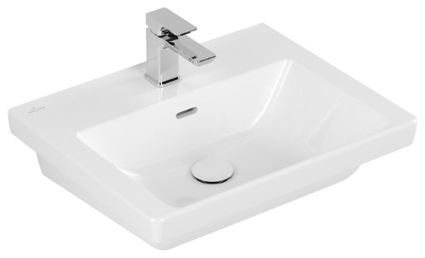 Villeroy & Boch Subway 3.0 Schrankwaschtisch, 550 x 440 mm, 1 Hahnloch, mit Überlauf, ungeschliffen...