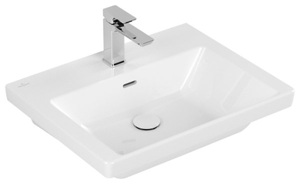 Villeroy & Boch Subway 3.0 Schrankwaschtisch, 600 x 470 mm, 1 Hahnloch, mit Überlauf, ungeschliffen...