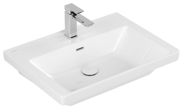 Villeroy & Boch Subway 3.0 Schrankwaschtisch, 650 x 470 mm, 1 Hahnloch, mit Überlauf, ungeschliffen...