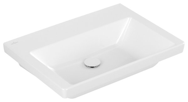 Villeroy & Boch Subway 3.0 Schrankwaschtisch, 650 x 470 mm, 1 Hahnloch, ohne Überlauf, ungeschliffe...