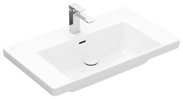 Villeroy & Boch Subway 3.0 Schrankwaschtisch, 800 x 470 mm, 1 Hahnloch, mit Überlauf, ungeschliffen...