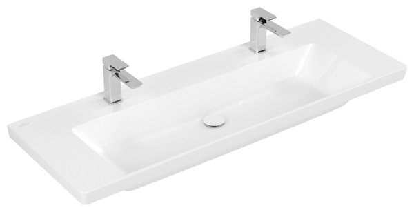 Villeroy & Boch Subway 3.0 Schrankwaschtisch, 1300 x 470 mm, 2 Hahnlöcher, ohne Überlauf, ungeschl...