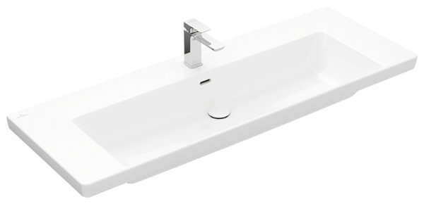 Villeroy & Boch Subway 3.0 Schrankwaschtisch, 1300 x 470 mm, 1 Hahnloch, mit Überlauf, ungeschliffe...