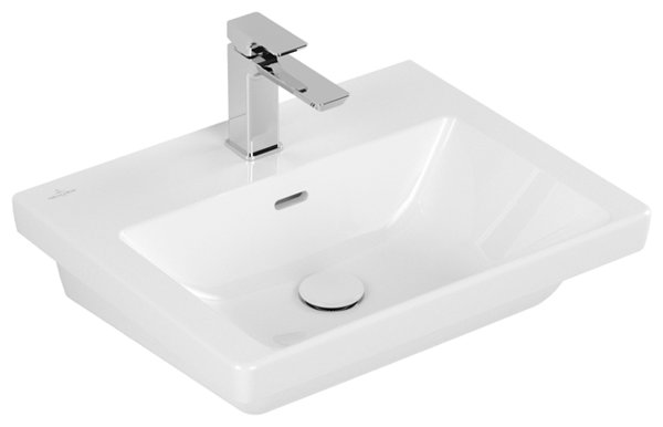 Villeroy & Boch Subway 3.0 Schrankwaschtisch, 550 x 440 mm, 1 Hahnloch, mit Überlauf, ungeschliffen...